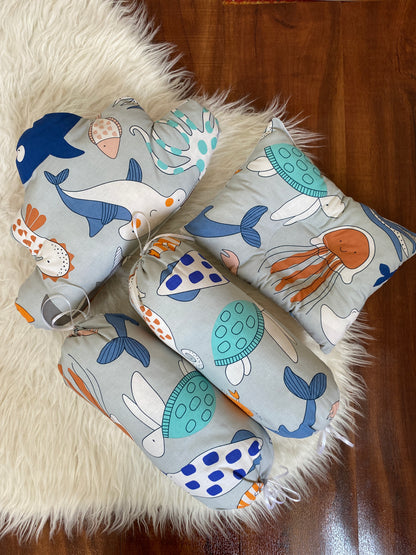 9pcs Fancy & Stylish Baby Bedding Set - Sea Animals