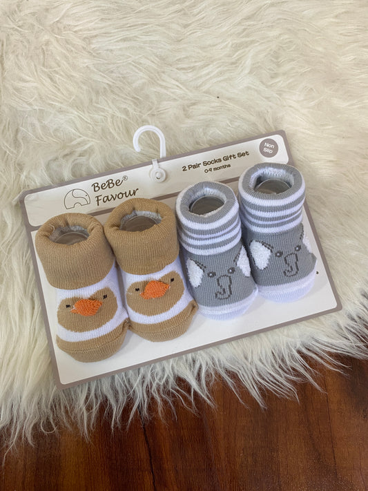 Baby Booties - Cute Face Penguin And Elephant