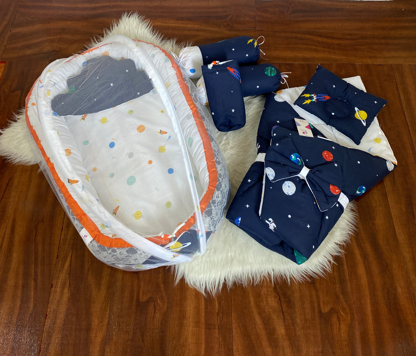 9pcs Fancy & Stylish Baby Bedding Set - Space & Planets